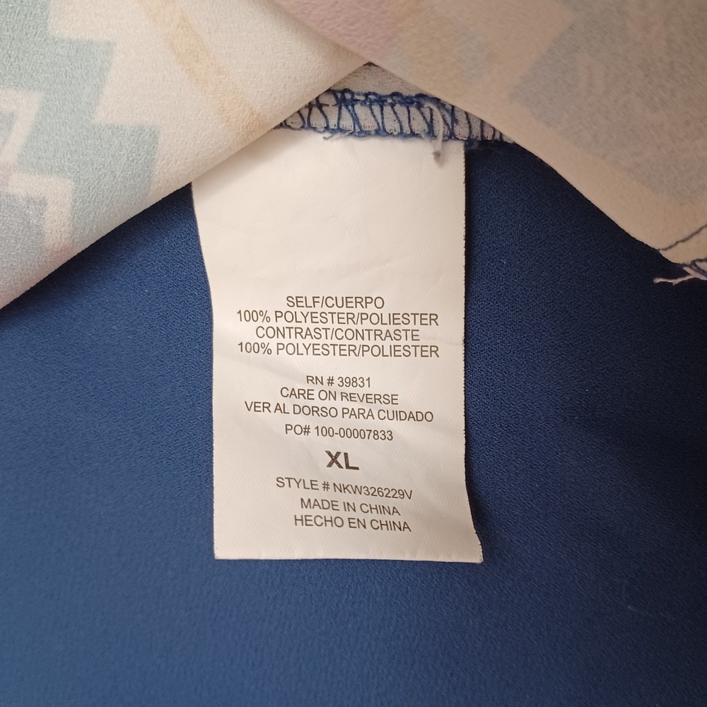Women's Rewind Blue Sheer w/ Lace South Western Herringbone Hippie/Boho Size XL‎ - Picture 10 of 11